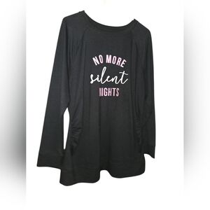 🩵2 For $15🩵a:glow Black Long Sleeve Top with Pink Text